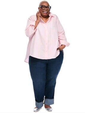 NWT PLUS size Lane Bryant Women's Plus Button-Up Shirt Pink 1x/2x - 100071